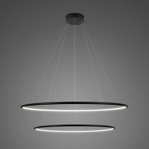 Lampa wisząca LED Ledowe Okręgi 80cm czarna nowoczesna do salonu z regulacją wysokości