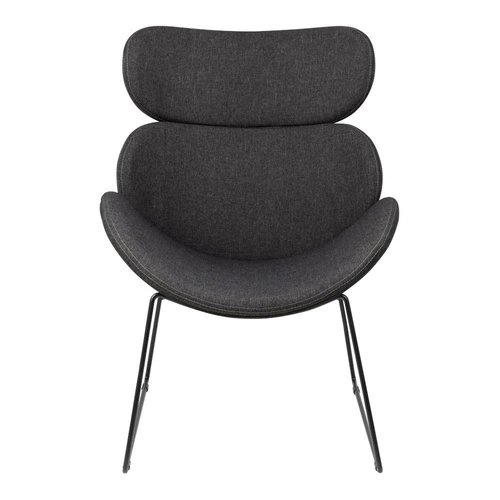 Fotel uszak Cazar szary nowoczesny na płozach tapicerowany do salonu Actona wypoczynkowy