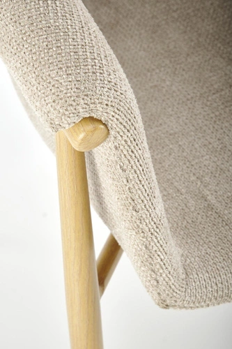 Krzesło tapicerowane Mathilde beżowe z podłokietnikami do jadalni nowoczesne Intesi