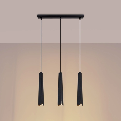 Lampa wisząca PRYSM 3L czarna skandynawska 3-punktowa do salonu, nad stół lub wyspę
