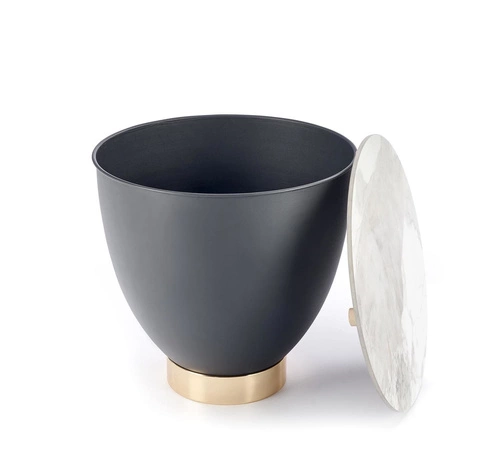 Stolik kawowy Moonshine okrągły biały marmur nowoczesny ze schowkiem do salonu Intesi