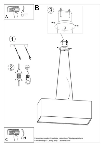 Żyrandol SANTA BIS 80 biały nowoczesny lampa wisząca do salonu i jadalni 3-punktowa