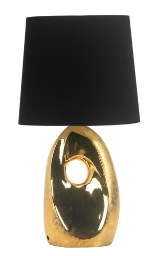 Lampa stołowa Hierro złota glamour z czarnym abażurem do sypialni i salonu CANDELLUX