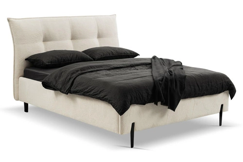 Łóżko tapicerowane do sypialni Biscuit 160x200 beżowe z pojemnikiem skandynawskie