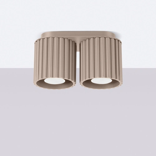 Plafon sufitowy nowoczesny AURA 2 taupe aluminium do salonu i kuchni GU10 2x10W