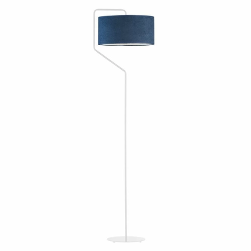 Lampa stojąca do salonu TESALLIA niebieska welurowa z abażurem glamour nowoczesna Lysne 156 cm