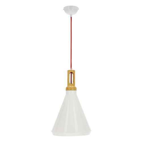 Lampa wisząca metalowa Robinson biała z żółtym wnętrzem do salonu i sypialni 26 cm