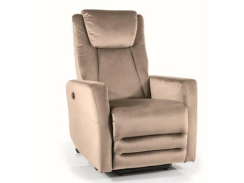 Fotel rozkładany do salonu Doni beżowy Intesi z funkcją relax, USB, tapicerowany tkaniną