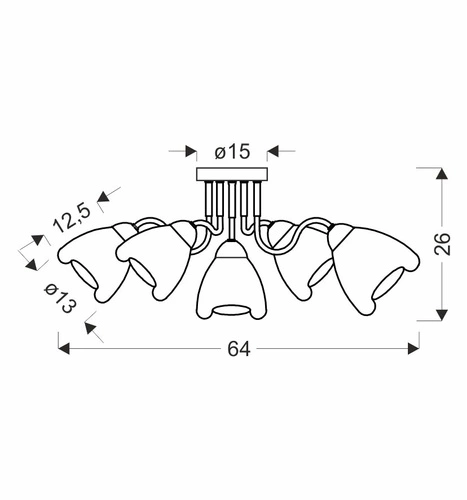 Lampa sufitowa Unica czarno-złota 5-punktowa szklana do salonu i jadalni