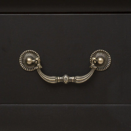 Chrysa czarna konsola z szufladami z naturalnym blatem do przedpokoju i salonu Atmosphera