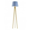 Lampa stojąca do salonu Curacao niebieska nowoczesna drewniana z abażurem Lysne 158 cm