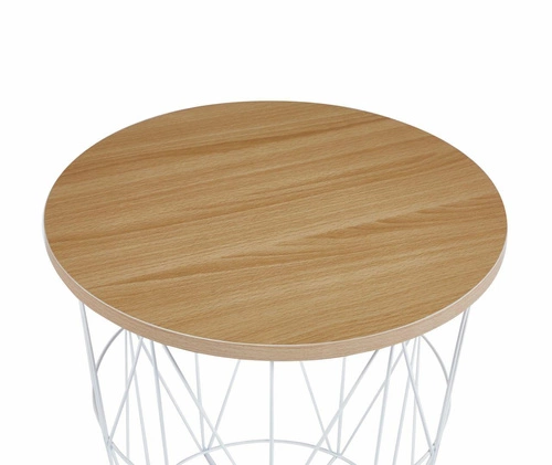 Stolik kawowy Salvatore okrągły 42 cm skandynawski drewniany biały do salonu Intesi