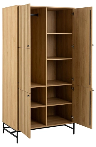 Szafa Albany nowoczesna z ryflowanym frontem dąb naturalny do sypialni lub garderoby