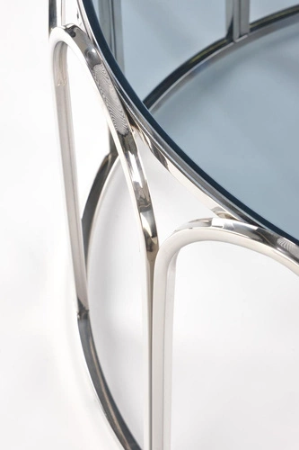 Stolik kawowy okrągły szklany glamour Viola dymiony chrom 81 cm do salonu Intesi