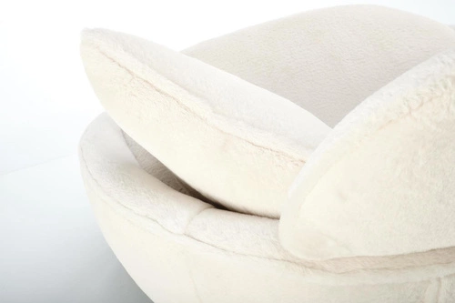 Fotel wypoczynkowy Gloris Intesi do salonu nowoczesny kremowy pluszowy z poduszkami