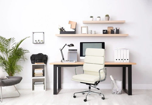 Fotel biurowy ergonomiczny CH2191 PREMIUM EA219 skóra naturalna biały obrotowy do biura