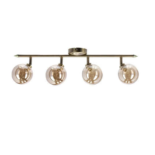Lampa sufitowa Rodia listwa patynowy  4x40W G9 klosz bursztynowy