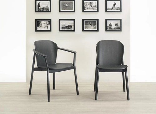 Krzesło drewniane FINN szare z podłokietnikami nowoczesne do jadalni SCAB Design