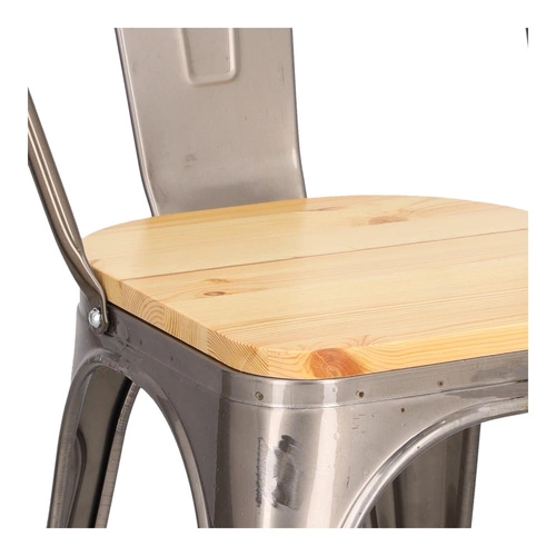 Krzesło metalowe Paris Wood D2.DESIGN do jadalni i kuchni industrialne z drewnianym siedziskiem