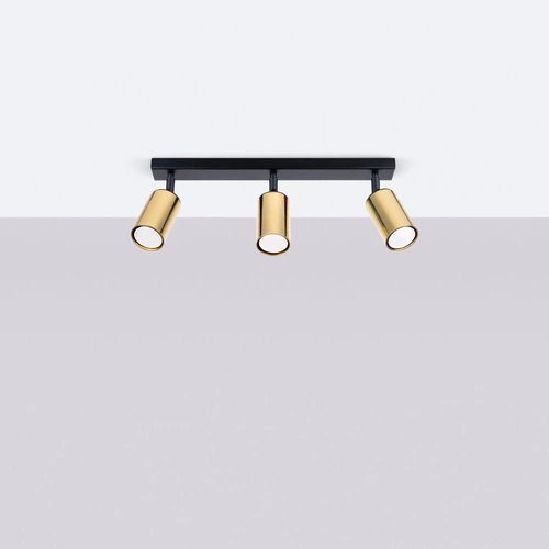 Nowoczesny plafon sufitowy WINX 3 czarny złoty stalowy do salonu i sypialni 45 cm