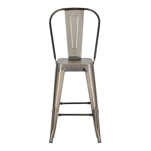 Hoker Paris Back 66 cm metalowy z oparciem industrialny do wyspy kuchennej srebrny D2.DESIGN