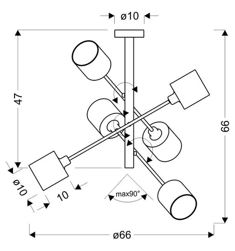 Lampa wisząca Sax sztyca 6x40W E14  satyna