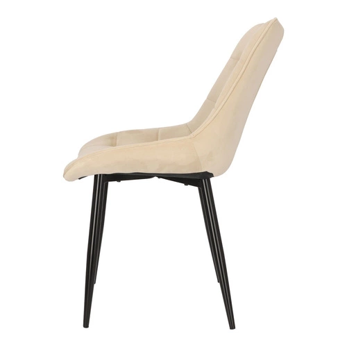 Krzesło do jadalni Poly Intesi tapicerowane welur beżowy z czarnymi nogami nowoczesne