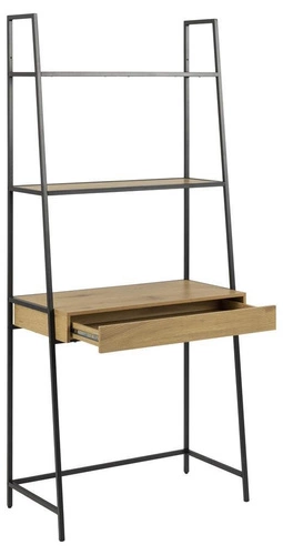 Regał metalowy z szufladą i blatem Seaford do salonu i biura w stylu loftowym 77 cm