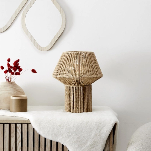 Lampka nocna do sypialni Shade boho Intesi pleciona sznurkowa naturalna skandynawska 33 cm