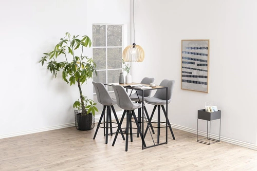 Stół barowy Seaford do kuchni i jadalni, nowoczesny industrialny, czarny z blatem dąb 120 cm