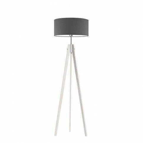 Lampa podłogowa HAITI abażur szary stalowy stelaż biały