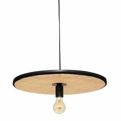 Lampa wisząca Olme rattan boho czarna regulowana do salonu i nad stół 44 cm Atmosphera