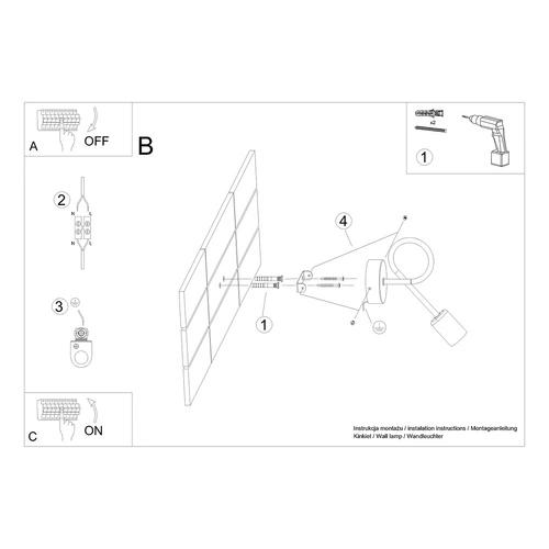 Kinkiet ścienny LOOP czarny loftowy stalowy do salonu i sypialni nowoczesny SOLLUX LIGHTING
