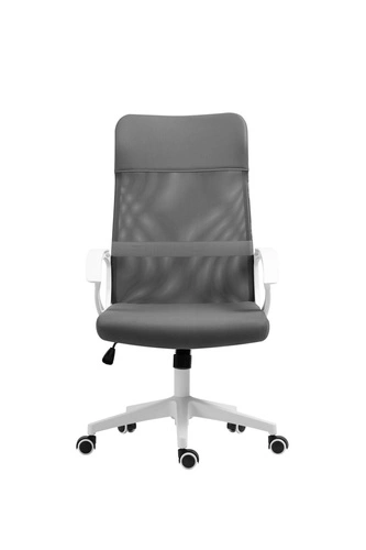 Fotel biurowy ergonomiczny Rosso szary obrotowy z regulacją wysokości siatkowy do biura