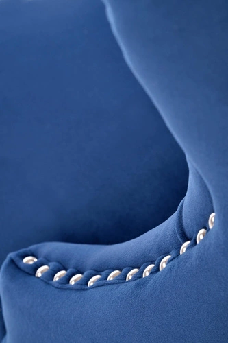 Krzesło do jadalni Charlotte Intesi tapicerowane welur granatowe z drewnianymi nogami glamour