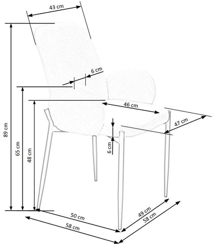 Krzesło tapicerowane Perrol boucle szare z podłokietnikami do jadalni nowoczesne Intesi