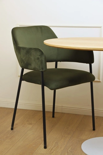 Krzesło Lima welurowe z podłokietnikami   zielone Outlet