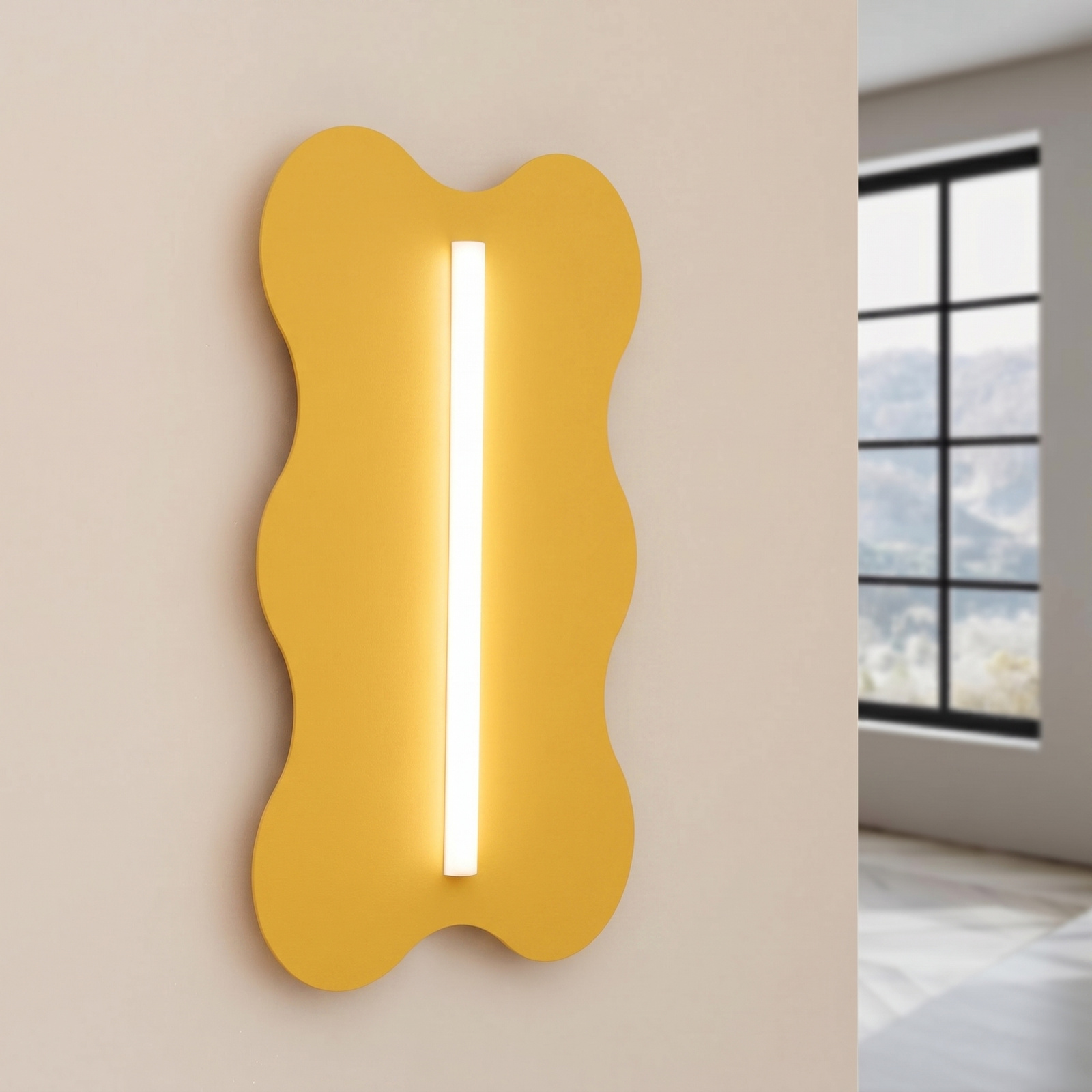 Kinkiet ścienny KLOVER żółty nowoczesny LED do salonu 66 cm