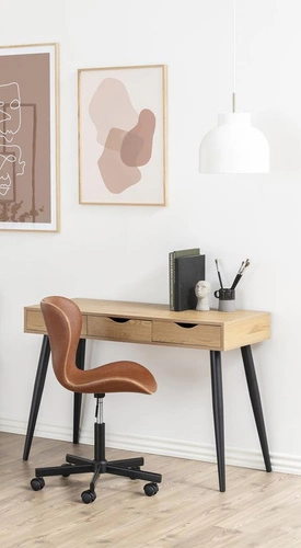 Fotel biurowy ergonomiczny Batilda Actona skórzany obrotowy do biurka brązowy nowoczesny