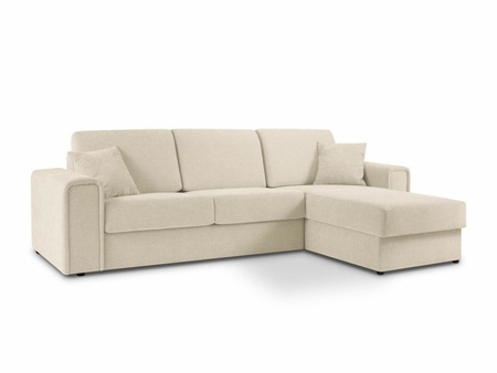 Narożnik z funkcją spania Elodie Beige Structured Fabric prawostronny
