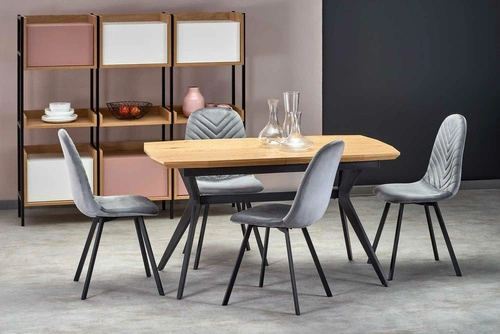 Stół rozkładany do jadalni Stavio dąb złoty czarne nogi nowoczesny industrialny Intesi