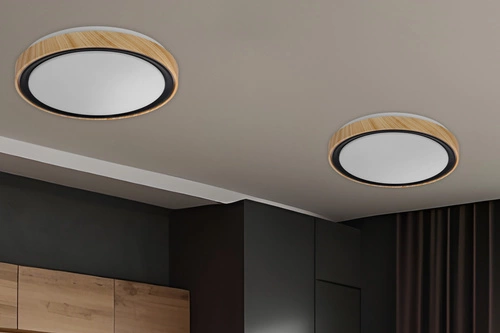 Plafon LED okrągły Aflo 38 cm nowoczesny efekt drewna do salonu i sypialni CANDELLUX