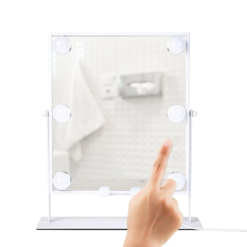 Intesi Lustro LED stojące do makijażu z głośnikiem i ładowarką białe prostokątne