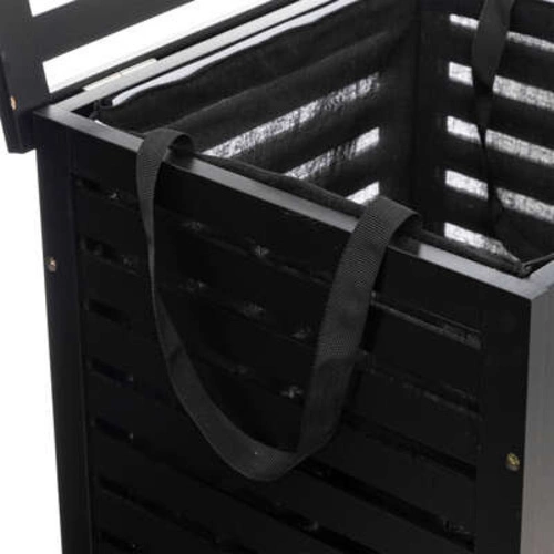 Bambusowy kosz na pranie Sicela 65l czarny do łazienki prostokątny z workiem na bieliznę