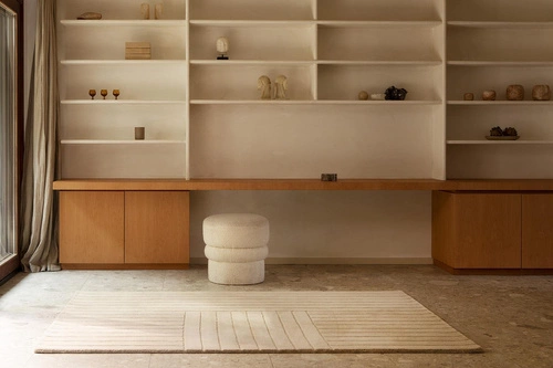 Dywan wełniany do salonu Decor Dune Oyster 140x200 nowoczesny beżowy ręcznie tkany