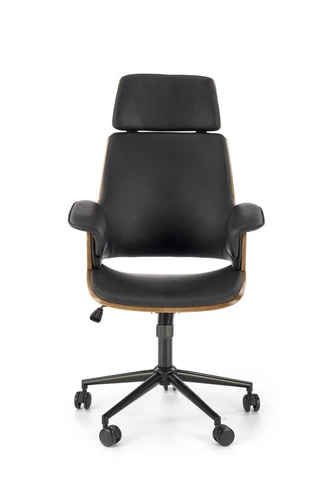 Fotel biurowy ergonomiczny Berw czarny skórzany obrotowy z zagłówkiem Intesi do biura