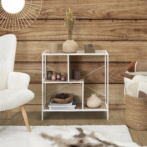 Regał na książki Rack S biały nowoczesny loftowy 80 cm metalowy do salonu i biura Intesi