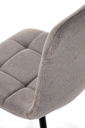 Krzesło tapicerowane Fime szare do jadalni i salonu nowoczesne z czarnymi metalowymi nogami