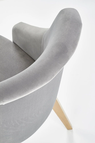 Krzesło tapicerowane welurowe Alain Intesi do jadalni szare z podłokietnikami drewniane