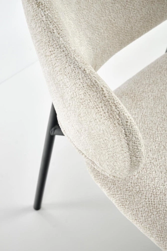 Krzesło Paupe tapicerowane beżowe do jadalni i salonu nowoczesne na czarnych nogach Intesi